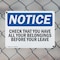 Signmission Check That You Have All Your Belongings, 14 in W x Rectangle, Plastic OS-2PACK-NS-P-1014-L-10552 - alternate 8